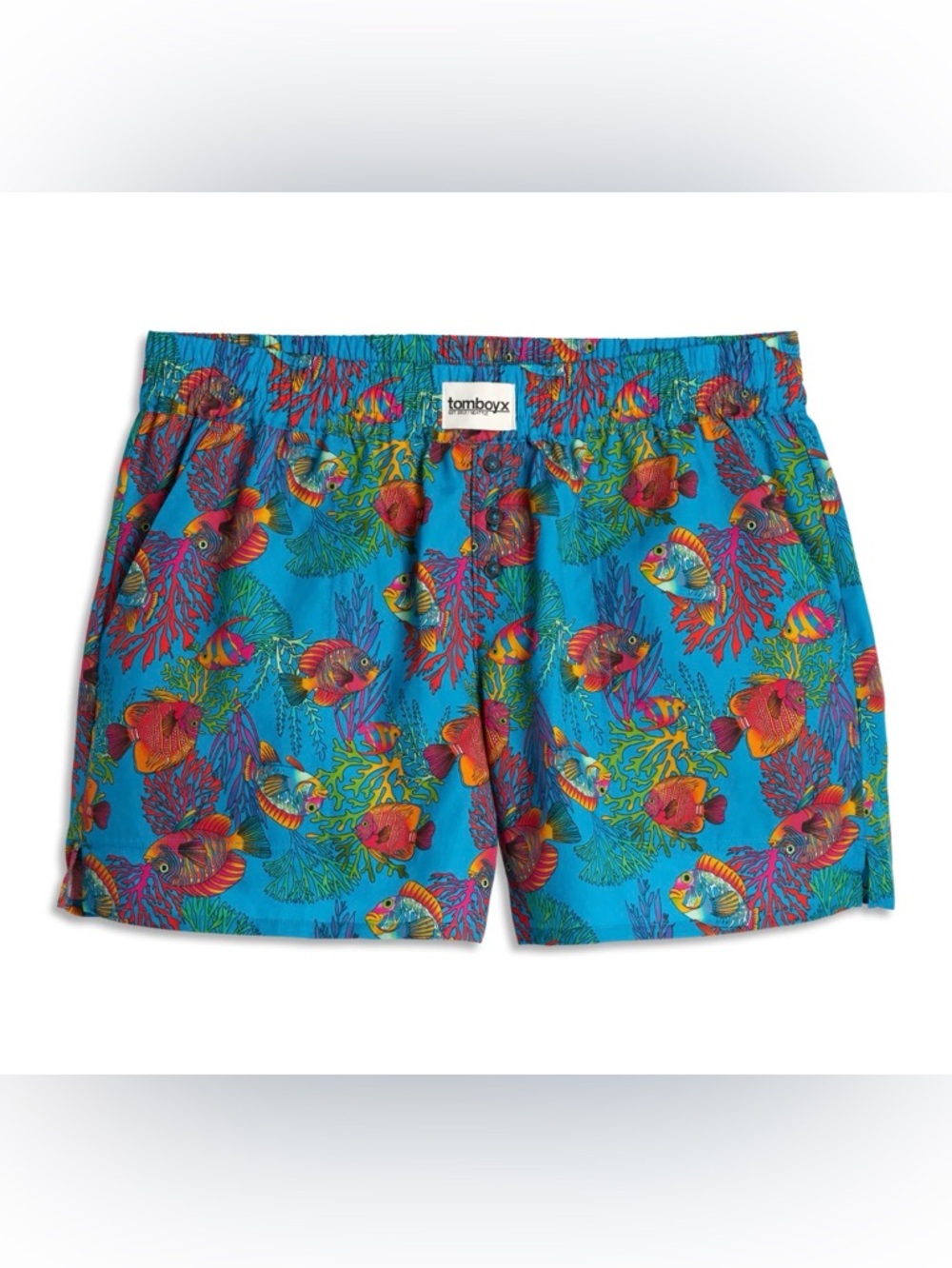 TomboyX Aquatic Life Cotton Pajama Shorts Large L Tropical Fish Beach Loungewear